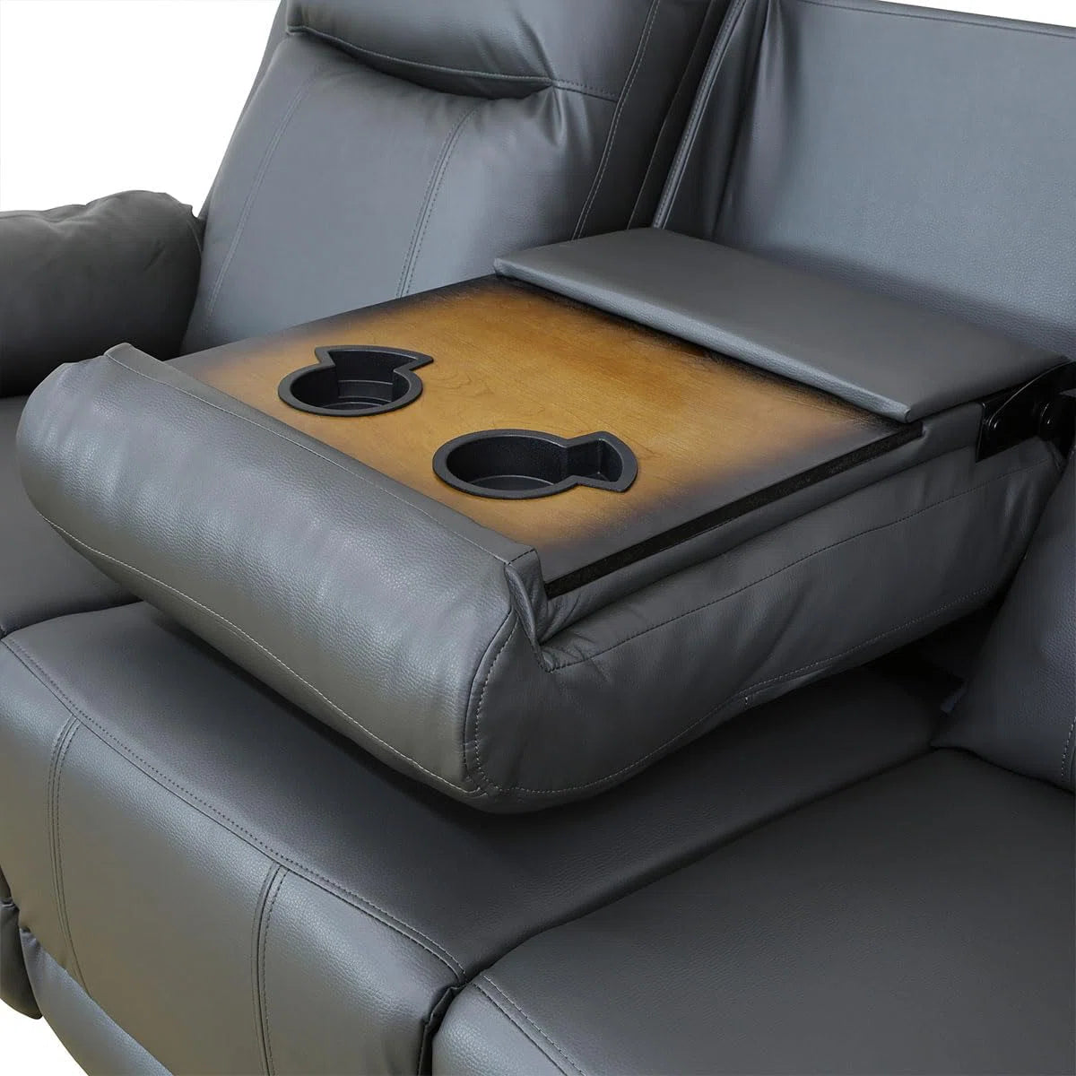 3-piece Deep Gray Breathing Leather Living Room Recliner Sofa Set