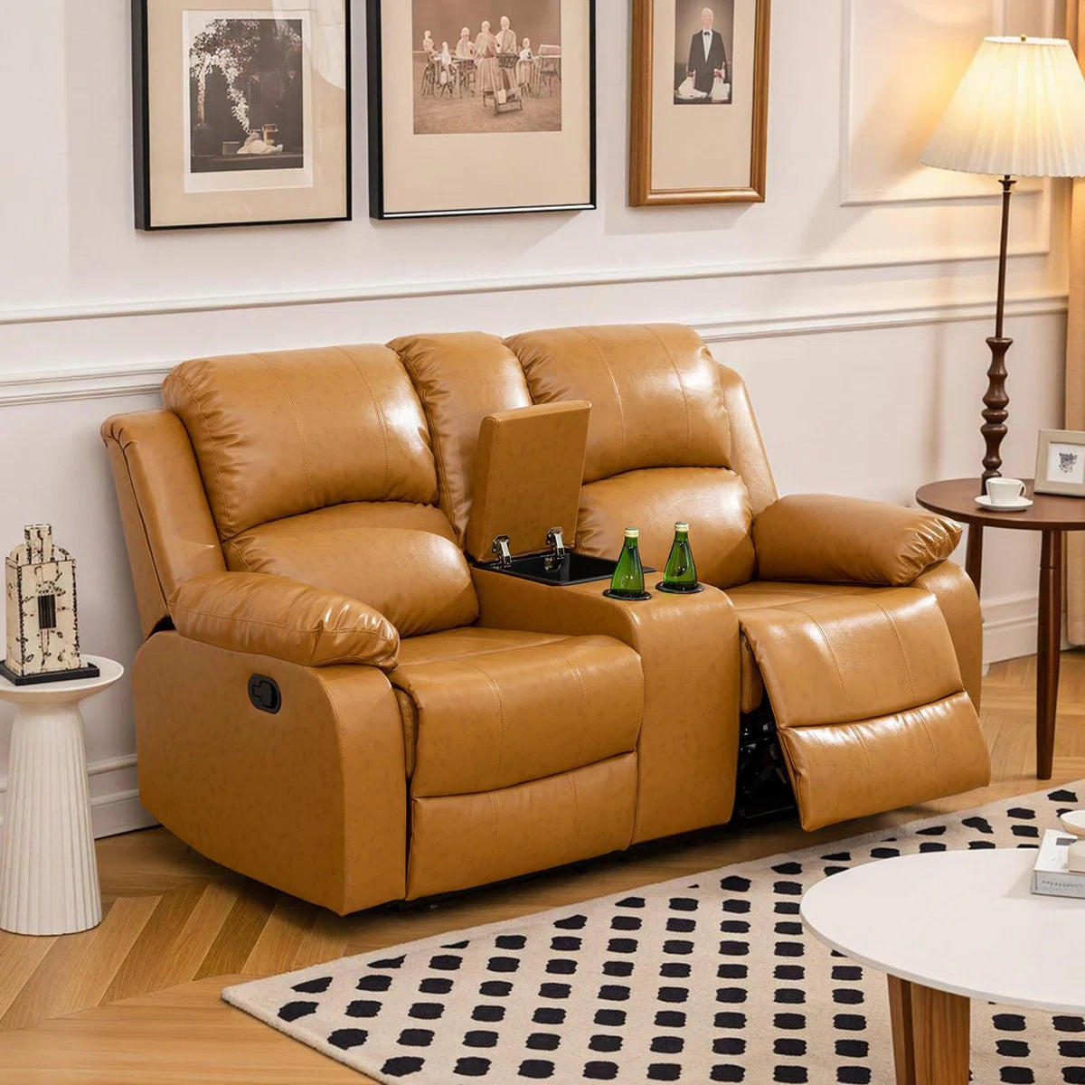 3 Piece Vegan Leather Manual Reclining Living Room Sofa Set