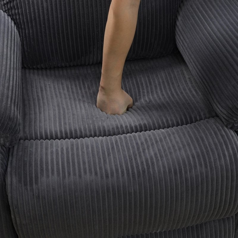 3-Piece Textured Dark Grey Corduroy Reclining Sofa Set