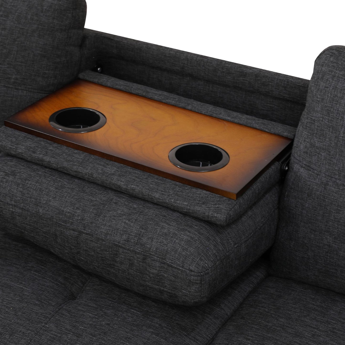 97.5" Wide Black Grey Linen L-Shaped Living Room Sectional Sofa Set