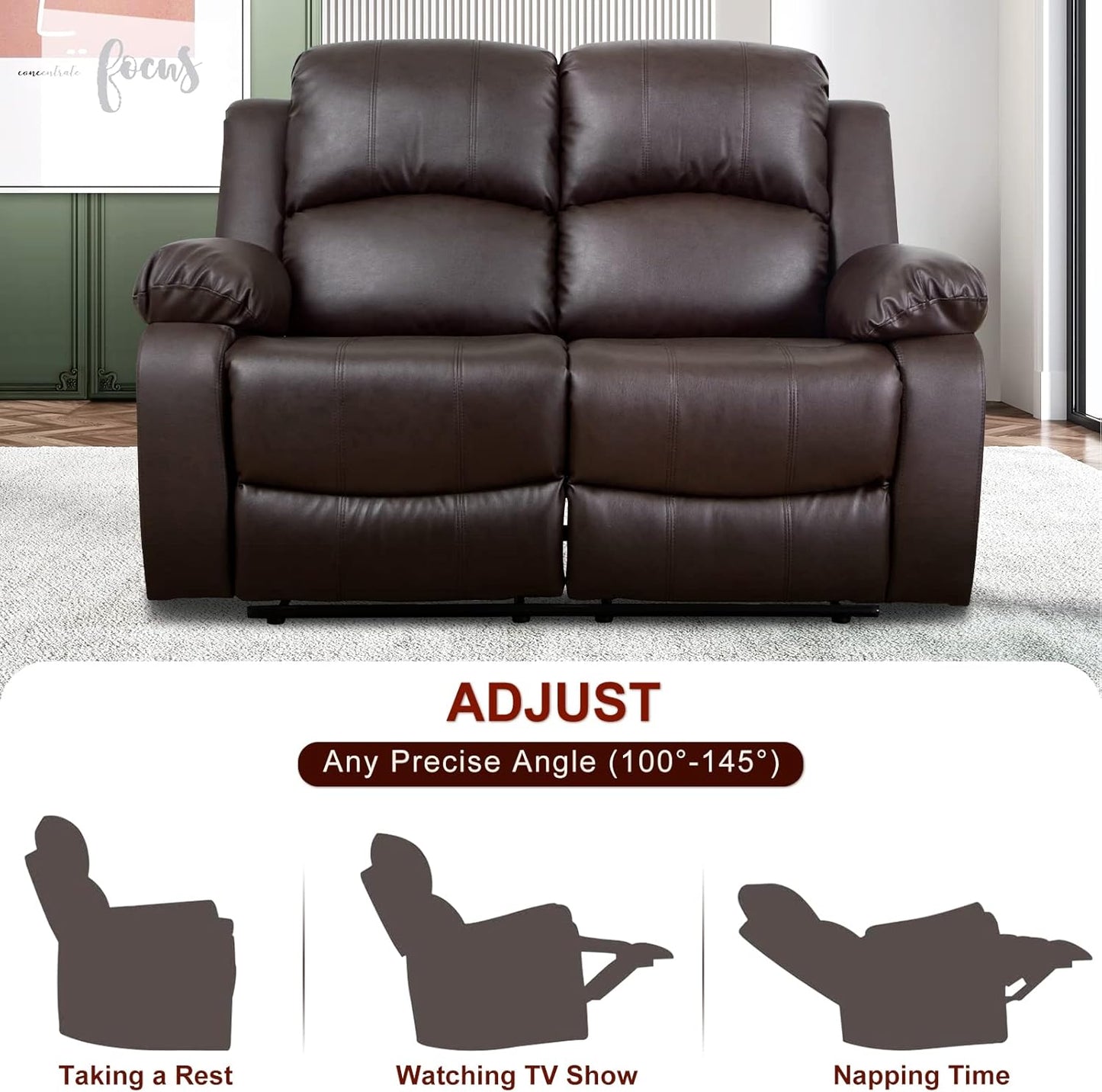 3 - Piece Brown Faux Leather Living Room Set