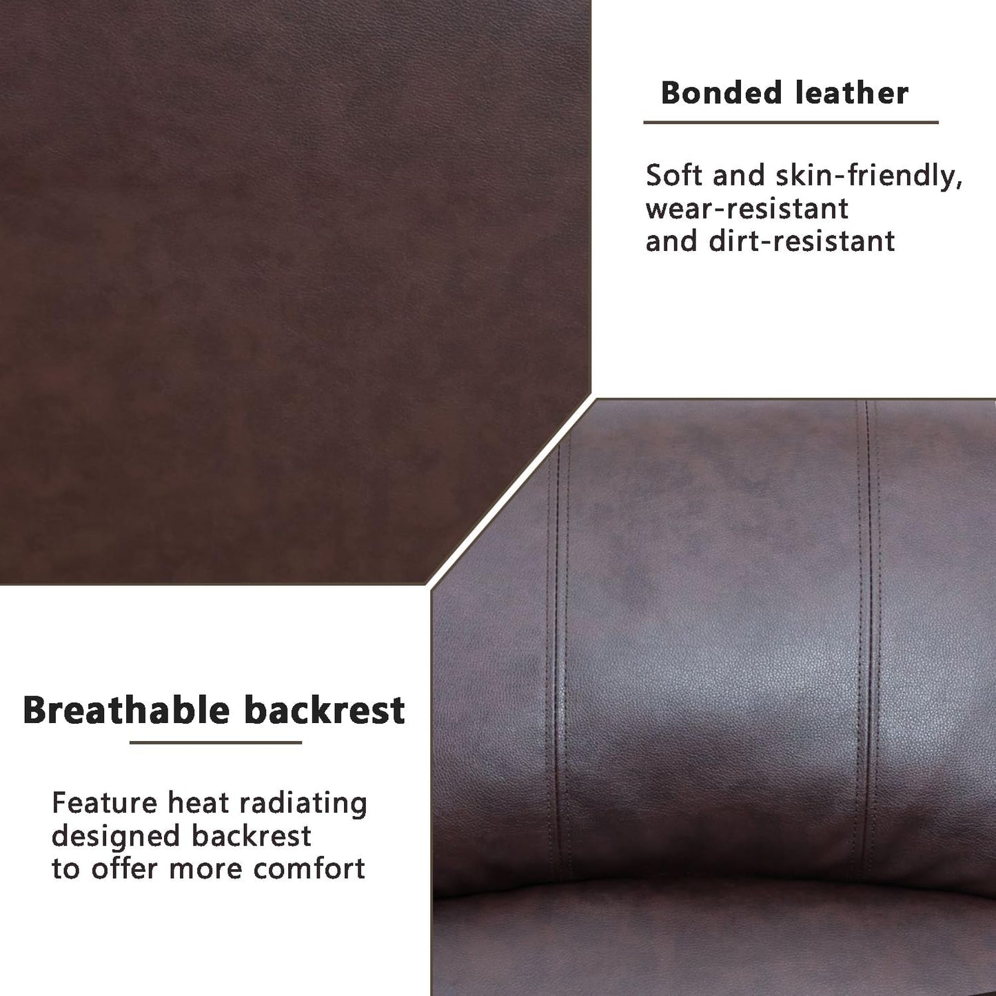 3 - Piece Brown Faux Leather Living Room Set