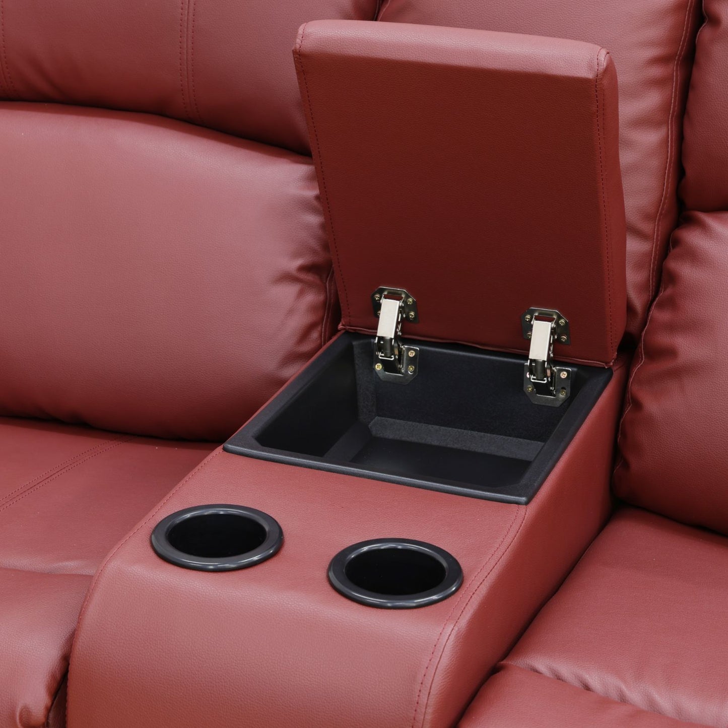 3 - Piece Red Faux Leather Living Room Set