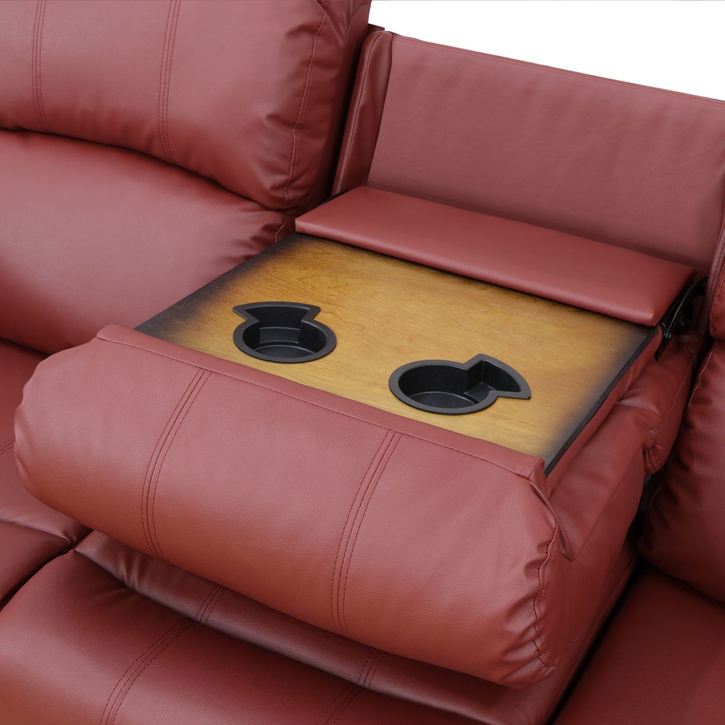 3 - Piece Red Faux Leather Living Room Set