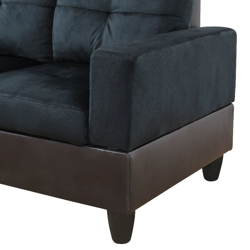 Dark Blue Microfiber L-Shaped Living Room Sectional Sofa Set - Left or right chaise