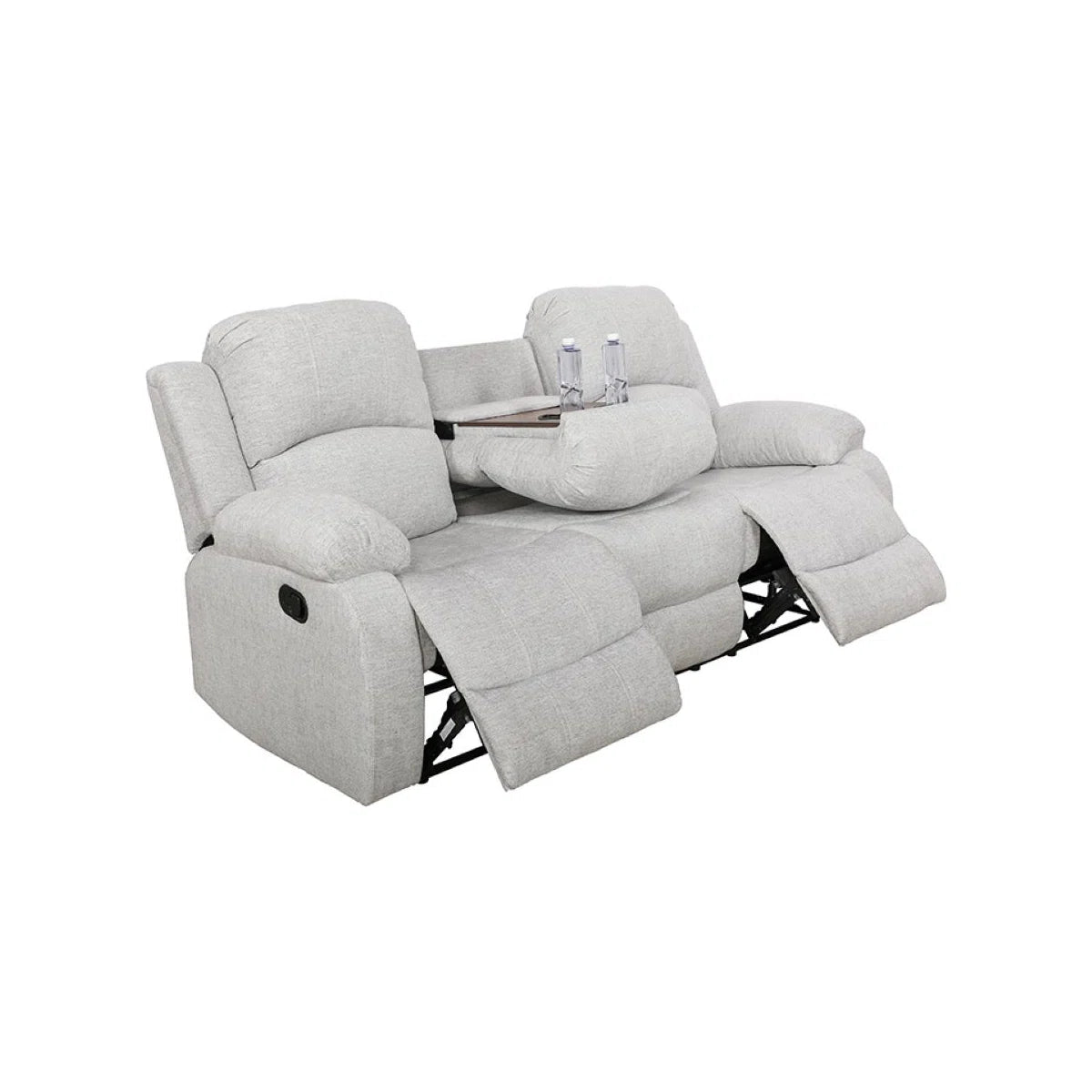 3 - Pieces White Gray Linen Reclining Living Room Set