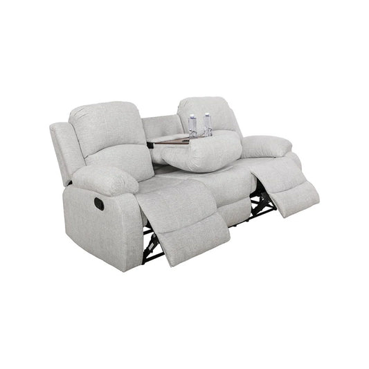 3 - Pieces White Gray Linen Reclining Living Room Set