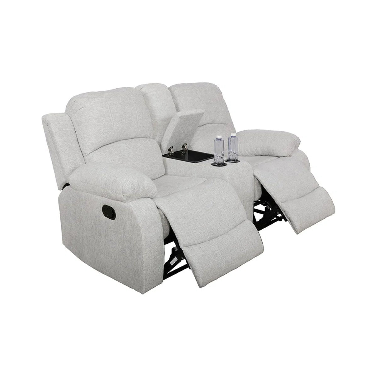 3 - Pieces White Gray Linen Reclining Living Room Set
