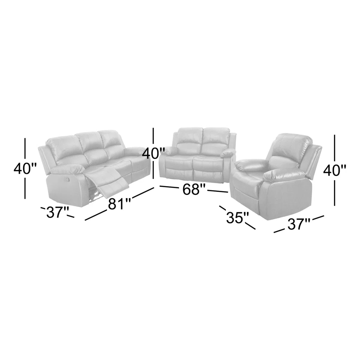 3 - Piece Brown Faux Leather Living Room Set