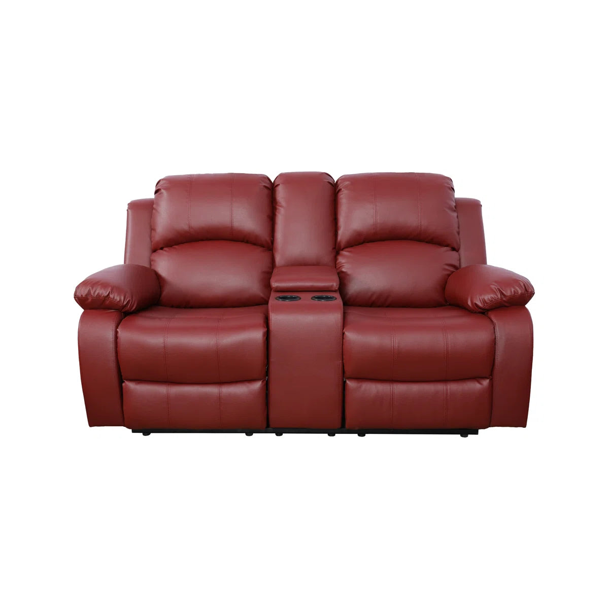 3 - Piece Red Faux Leather Living Room Set