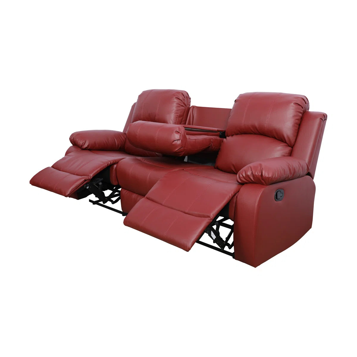 3 - Piece Red Faux Leather Living Room Set
