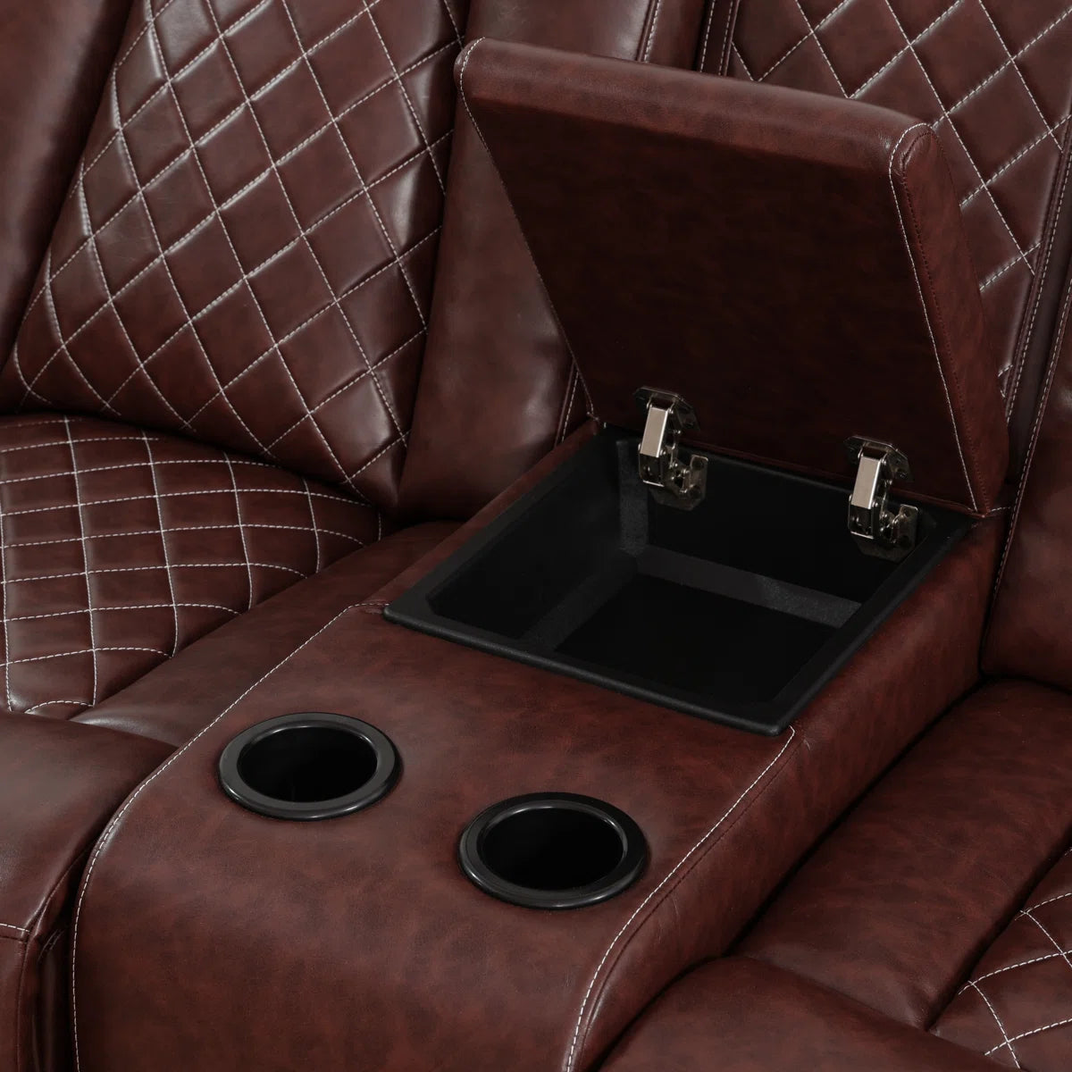 3-piece Reddish Brown Breathing Leather Living Room Recliner Sofa Set