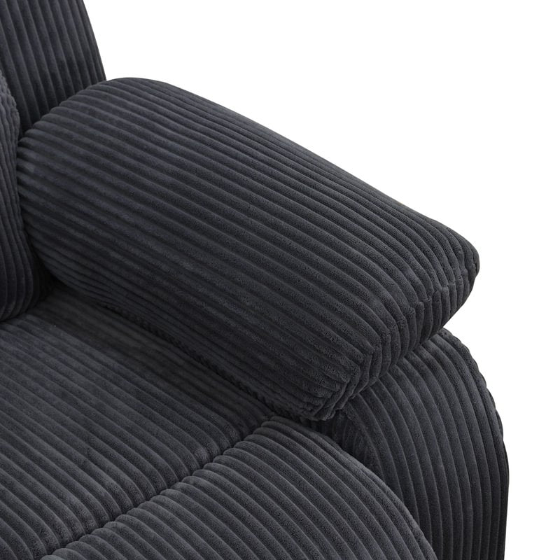3-Piece Textured Dark Grey Corduroy Reclining Sofa Set